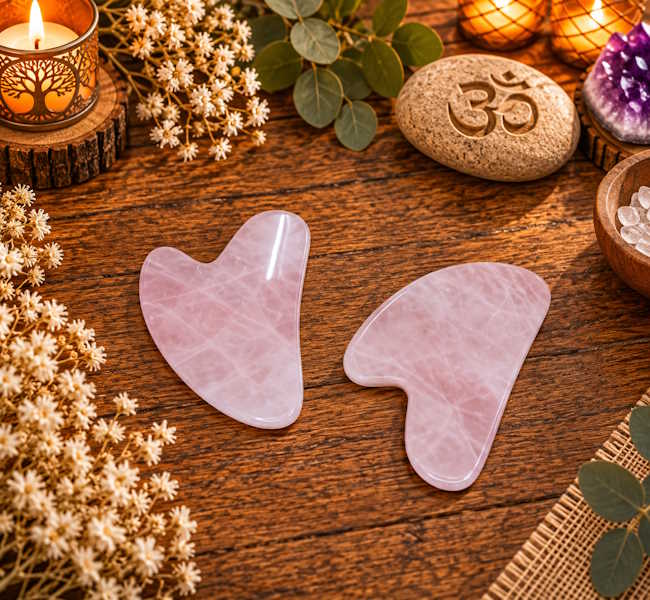 Gua Sha cuarzo rosa corazón